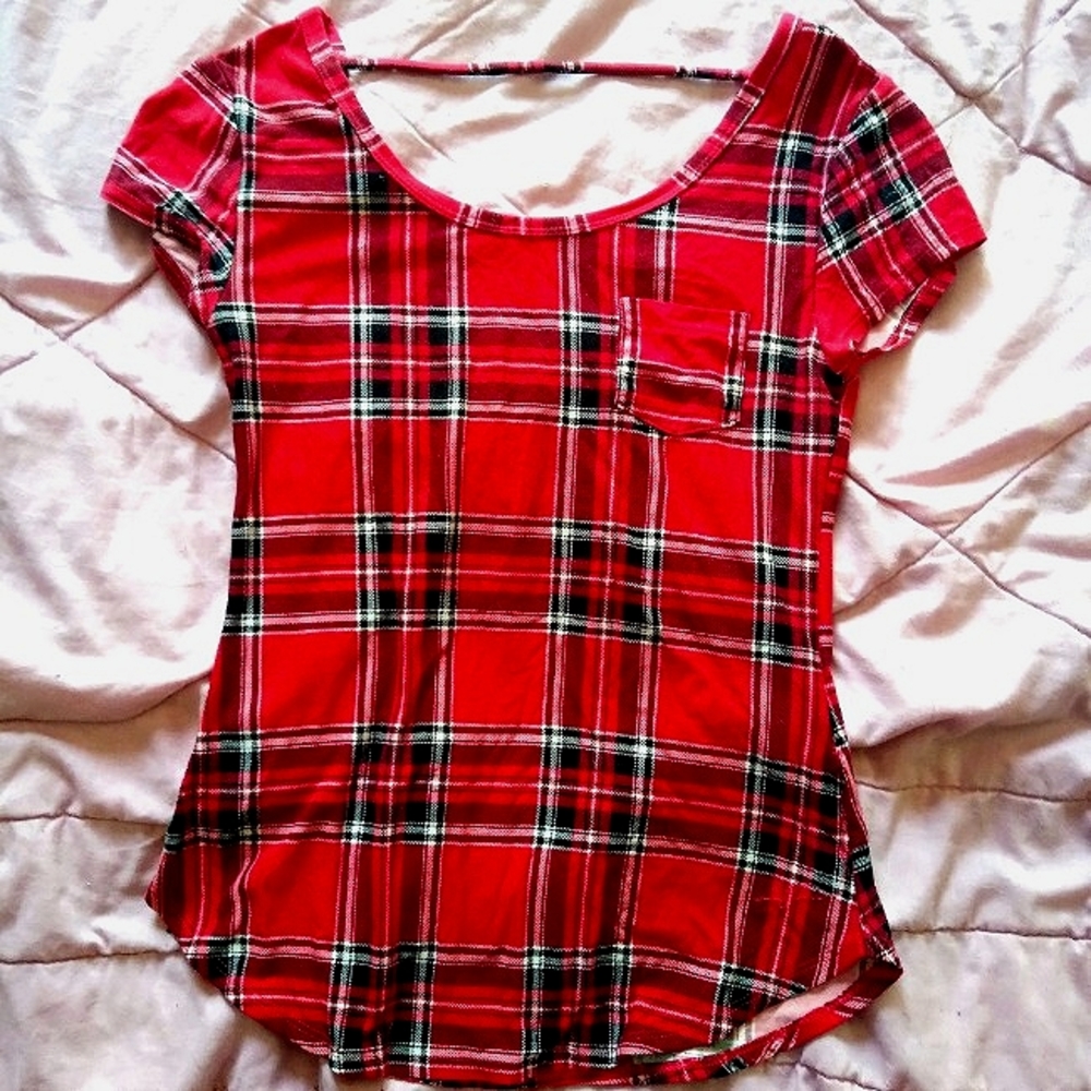 Fitted Red Plaid Shirt